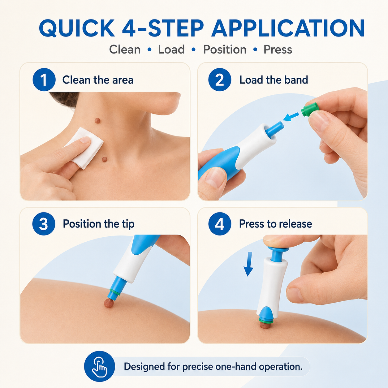 🩹 Skin Tag Removal Kit – 2-in-1 Auto Band Applicator with Dual Size Options for At-Home Use