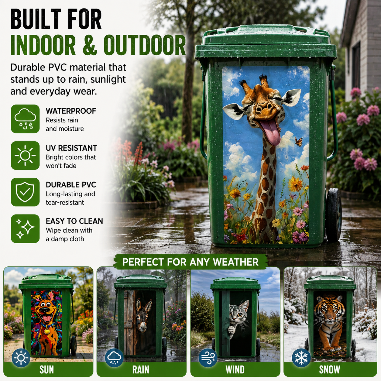 ✨Creative Trash Can Sticker with Colourful Cartoon