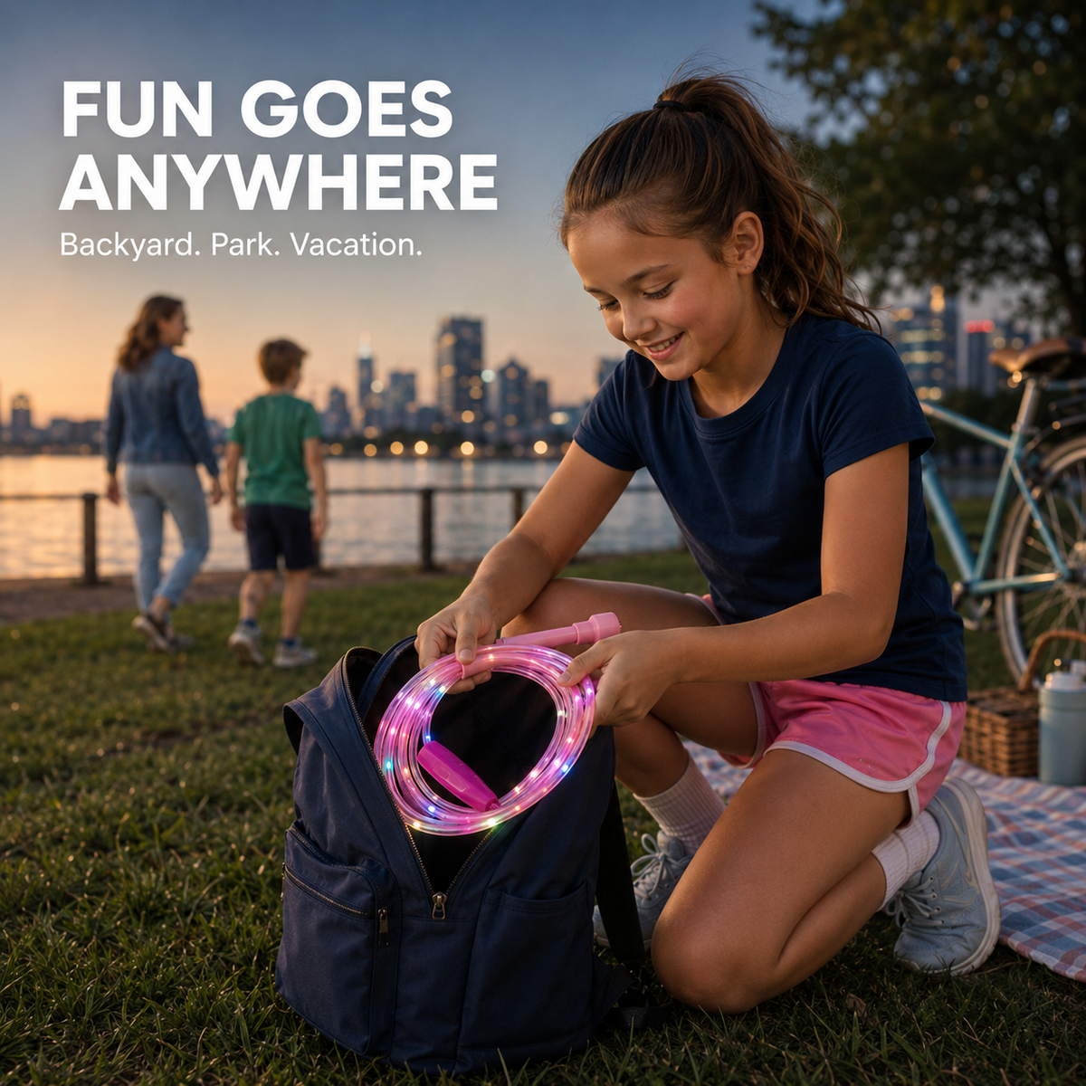 🌈 LED Light-Up Jump Rope for Kids – 3 Glow Modes & Adjustable Fit