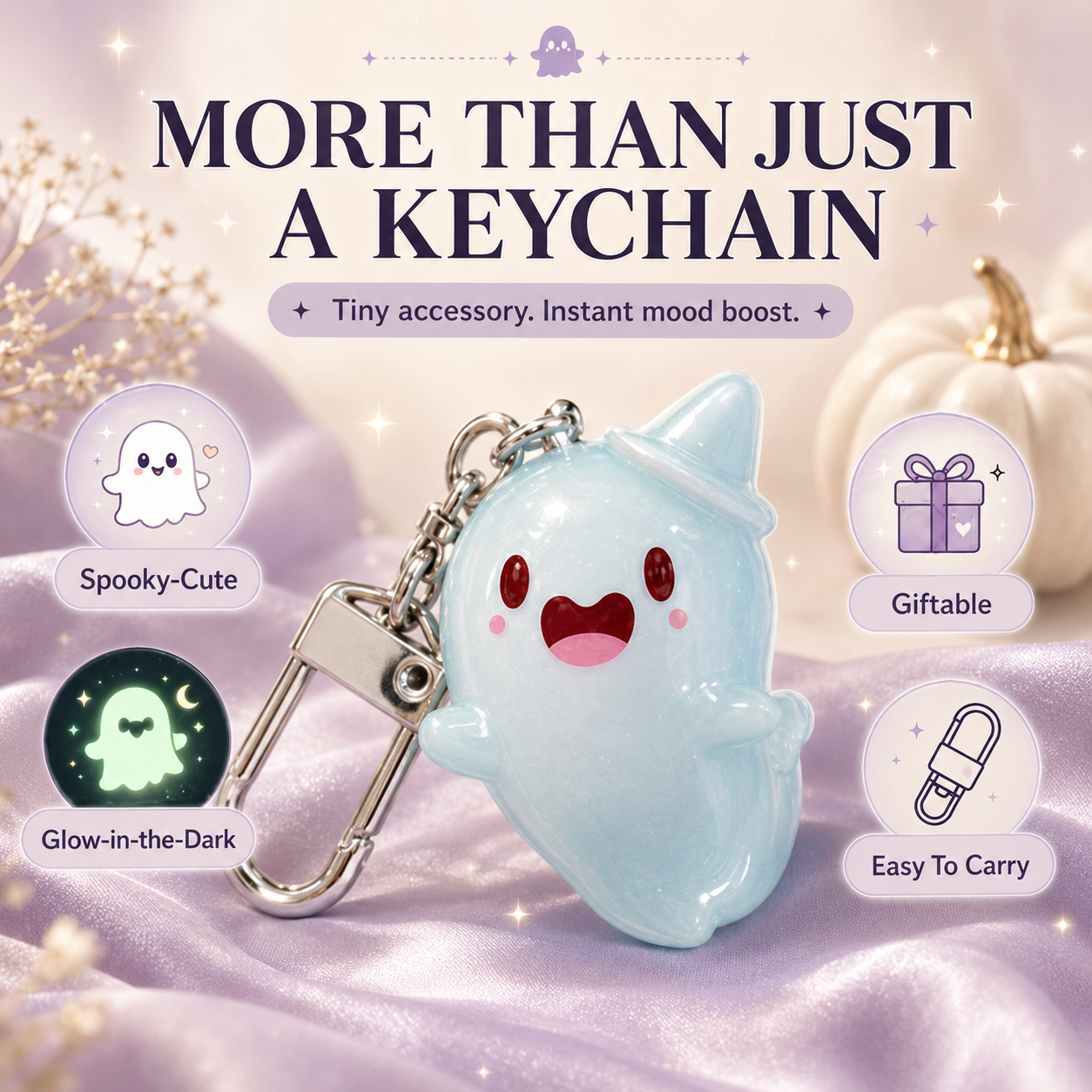 Cute Halloween ghost keychain accessory