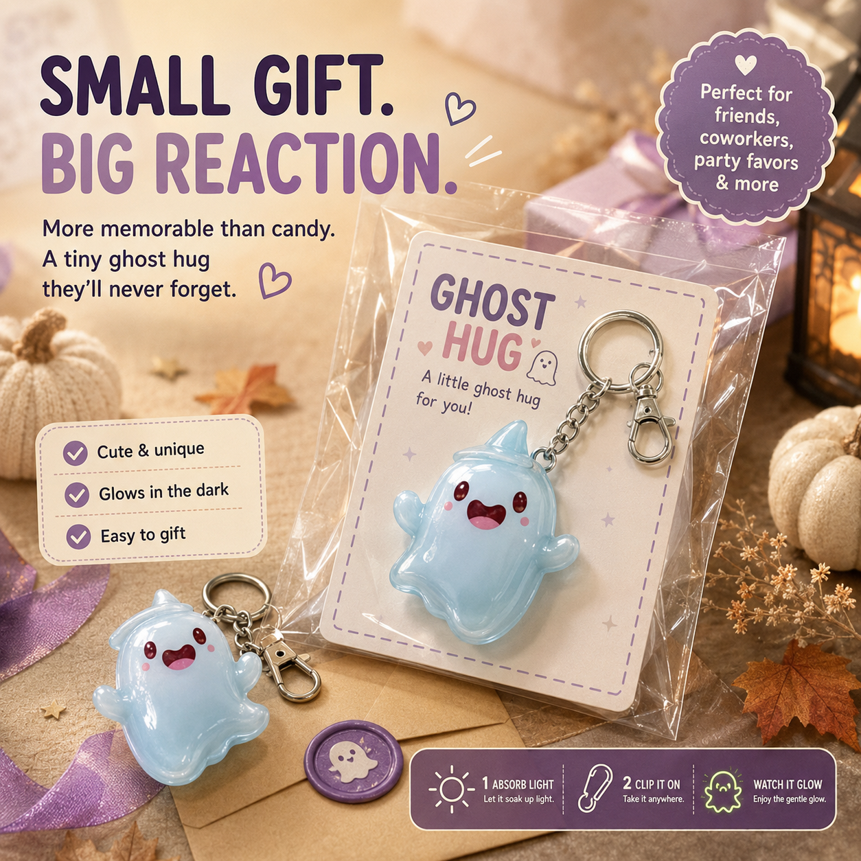 Small Halloween ghost keychain gift