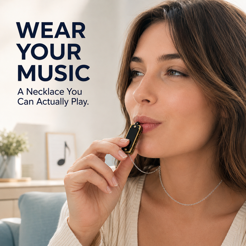 2pcs🎵Playable Mini Harmonica Necklace – Wearable Musical Pendant