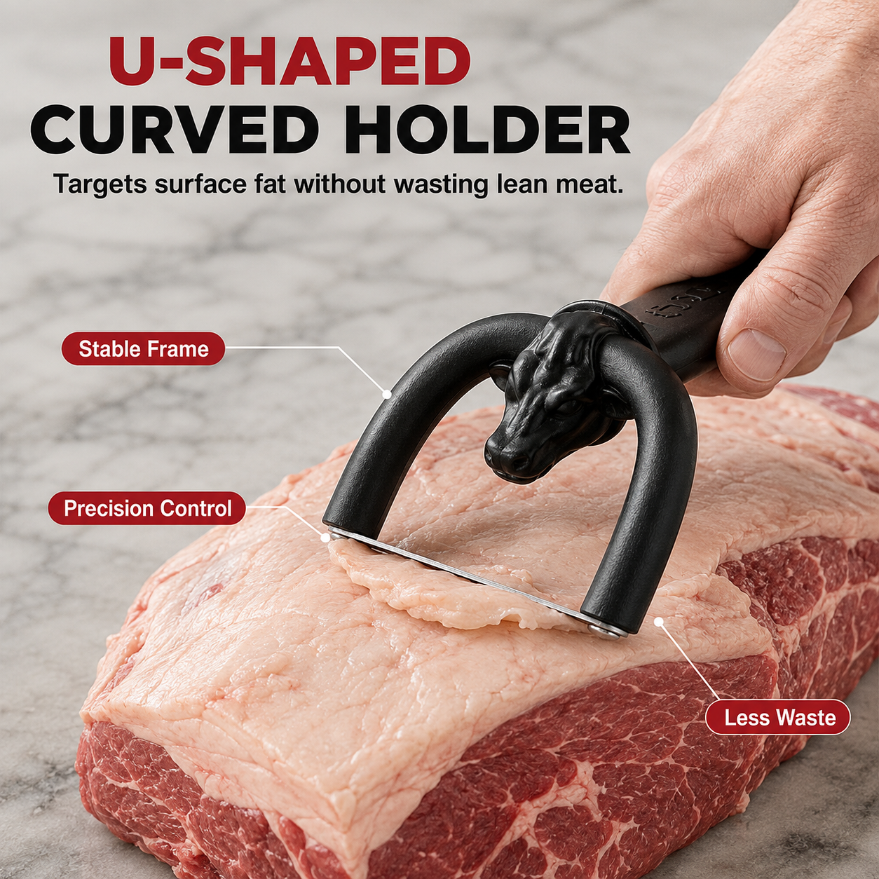 🥩 Handheld Fat Trimmer for Beef & Pork, Portable Meat Fat Remover Tool, Easy Brisket Trimming BBQ Kitchen Gadget