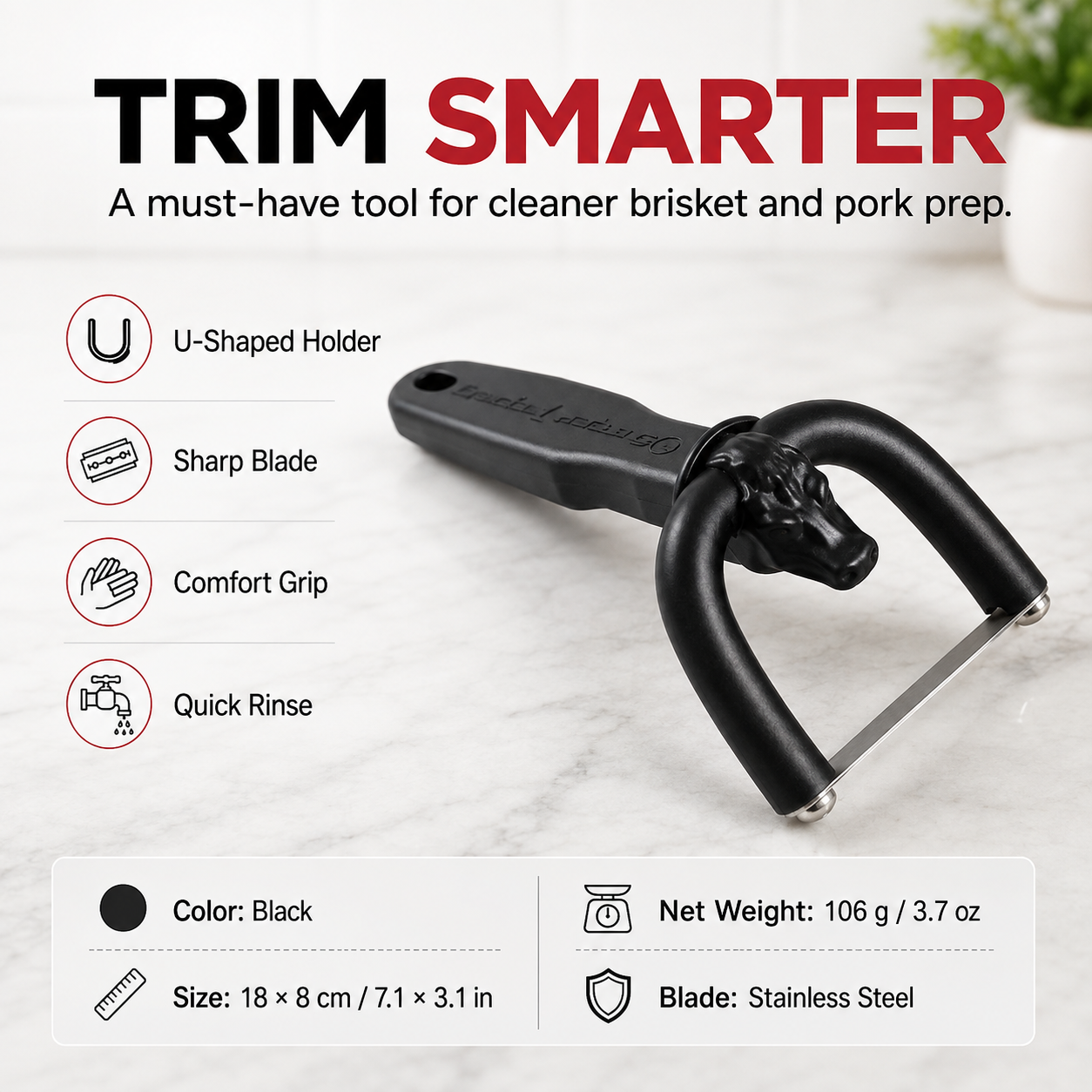 🥩 Handheld Fat Trimmer for Beef & Pork, Portable Meat Fat Remover Tool, Easy Brisket Trimming BBQ Kitchen Gadget