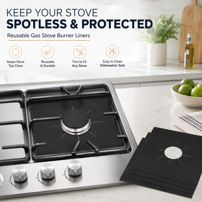 🥘 Reusable Gas Stove Burner Liners♻️ (Set of 4)