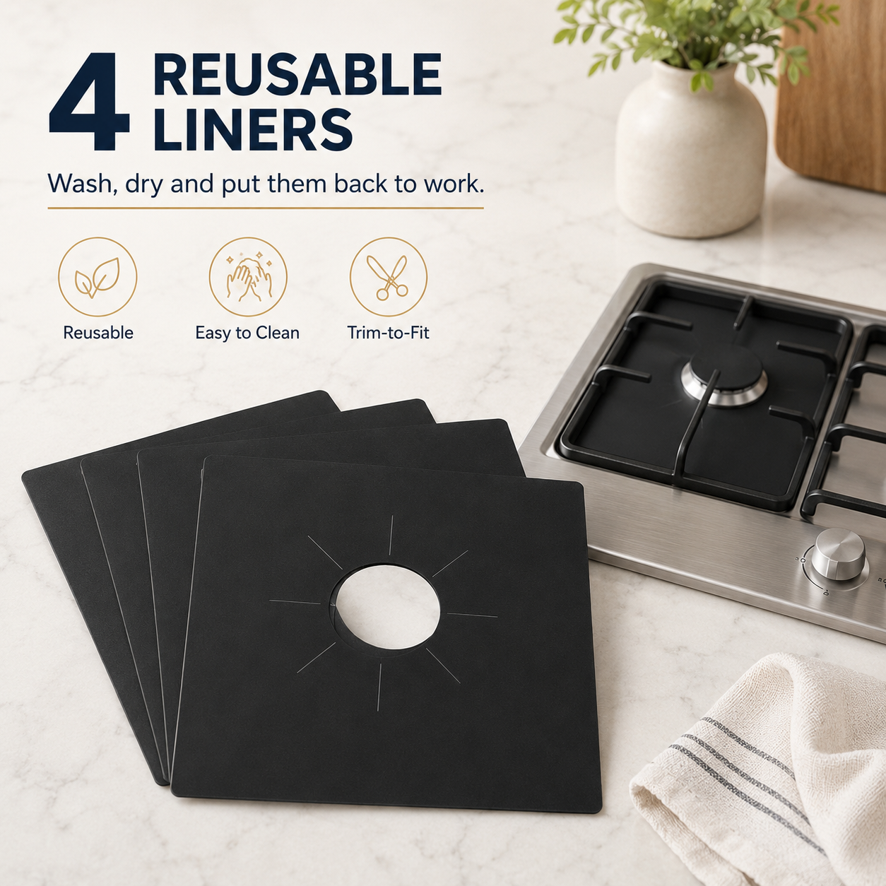 🥘 Reusable Gas Stove Burner Liners♻️ (Set of 4)