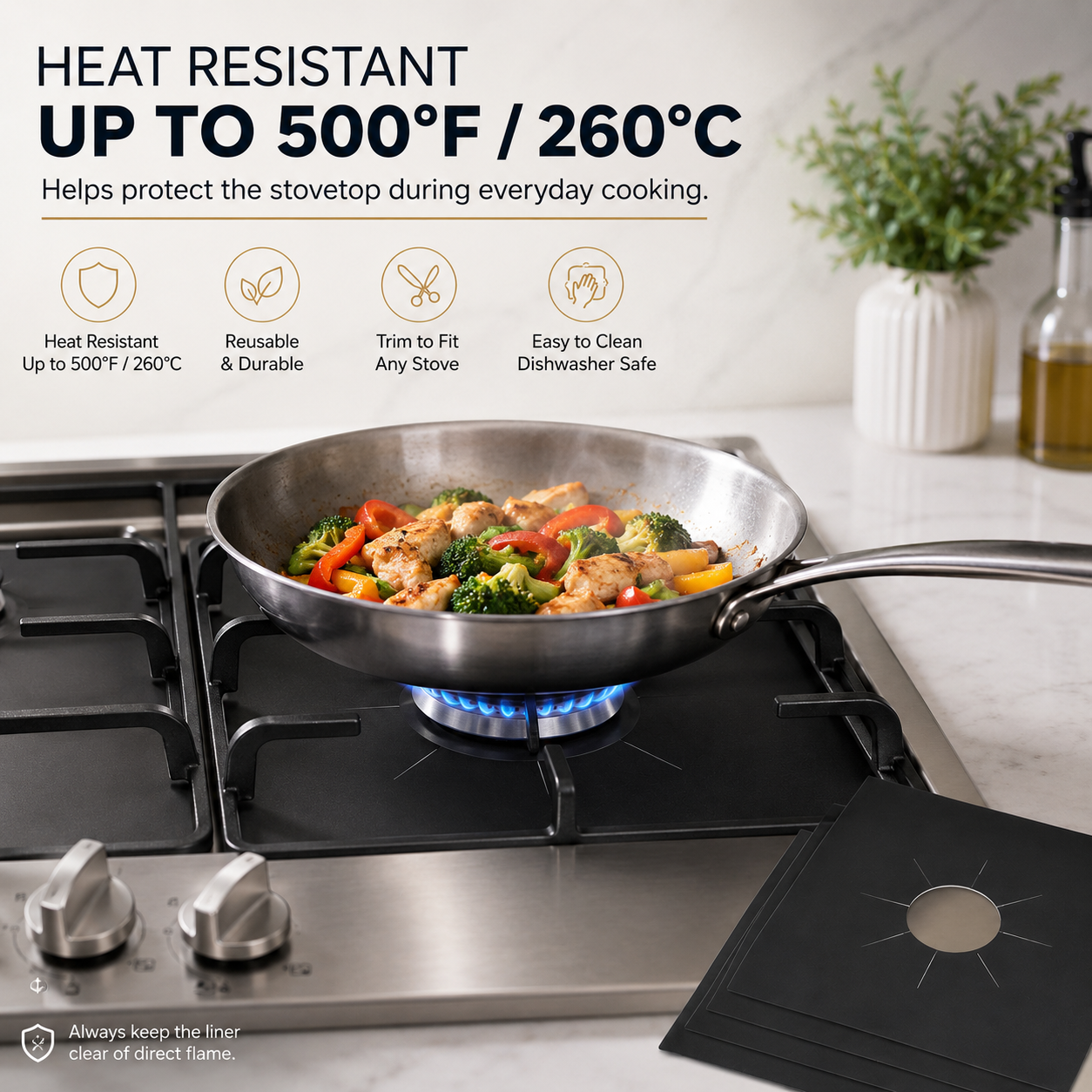 🥘 Reusable Gas Stove Burner Liners♻️ (Set of 4)