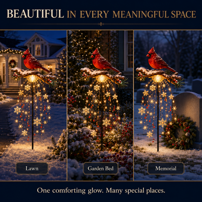 🌲✨ Cardinal Memory Fountain ✨– Lighted Christmas Remembrance Garden Decor❄️