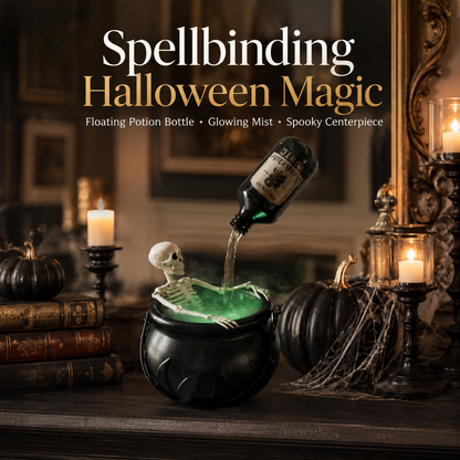 🏆Flash Sale⚡Cauldron Halloween Decor with Magic Floating Potion Bottles and Diffuser