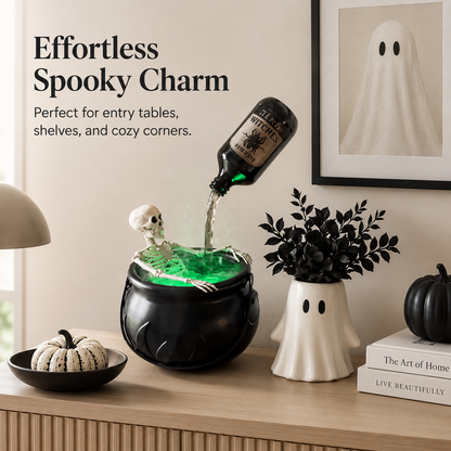 🏆Flash Sale⚡Cauldron Halloween Decor with Magic Floating Potion Bottles and Diffuser