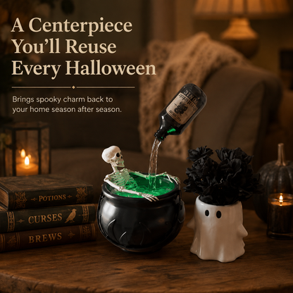 🏆Flash Sale⚡Cauldron Halloween Decor with Magic Floating Potion Bottles and Diffuser