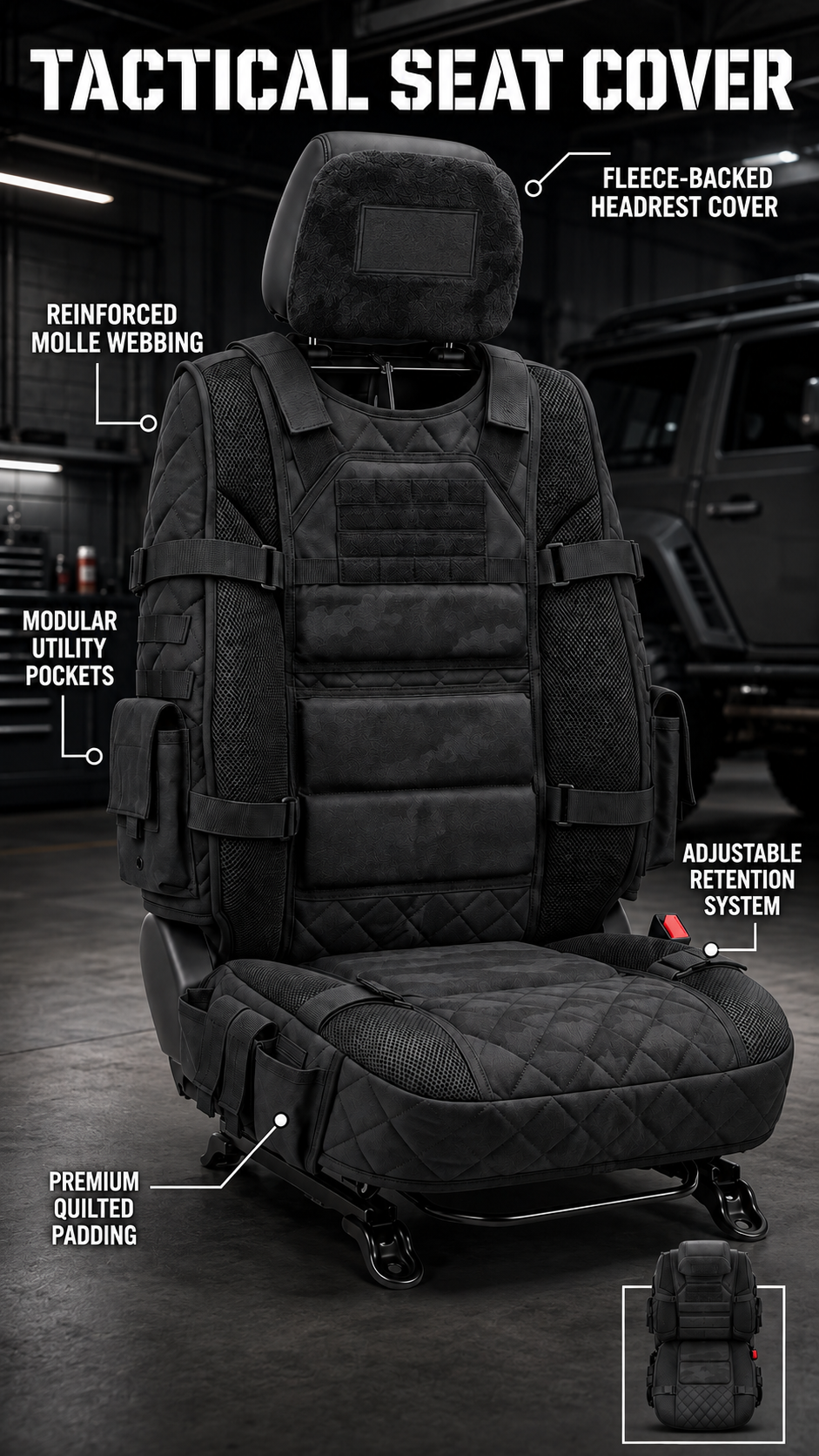 🚙Rugged MOLLE Truck Seat Cover – Tactical Storage, Seat Protection & All‑Day Comfort