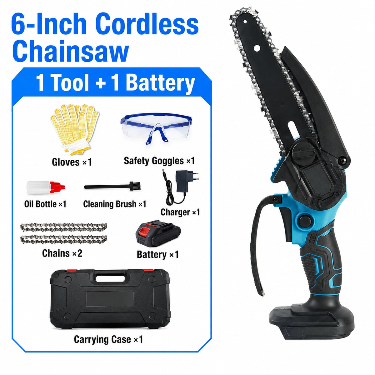 ⚡ 6-Inch Cordless Mini Chainsaw – Cut Faster, Work Easier