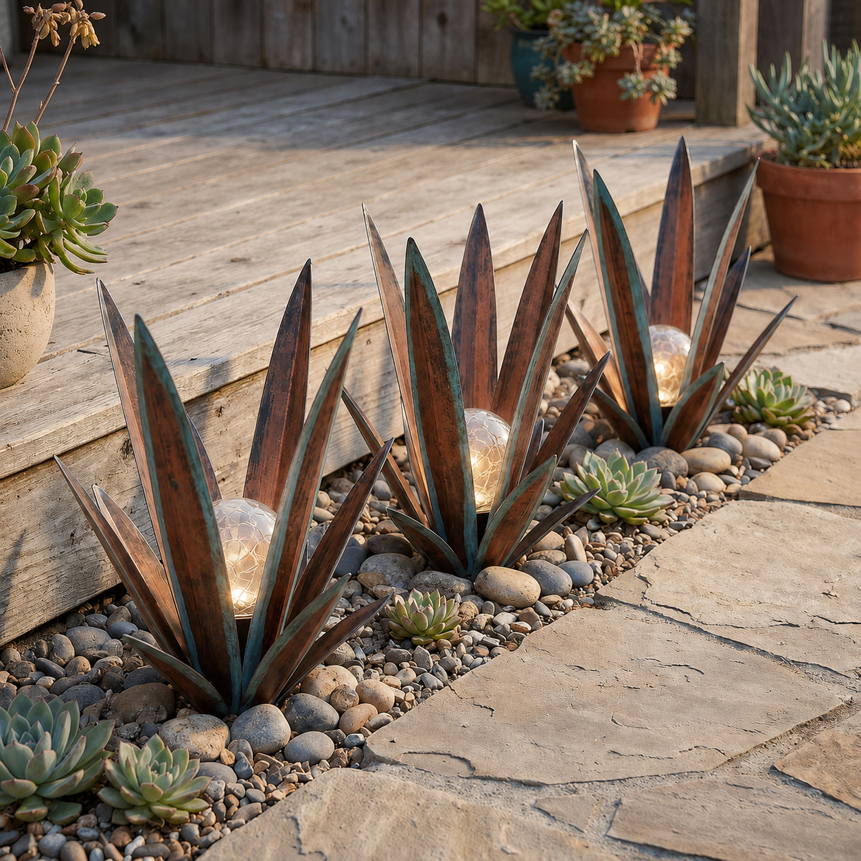 Solar Glowing Agave Garden Sculpture