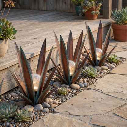 Solar Glowing Agave Garden Sculpture