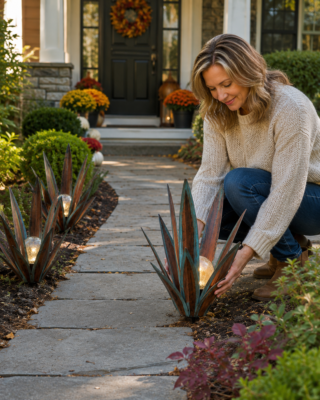 Solar Glowing Agave Garden Sculpture