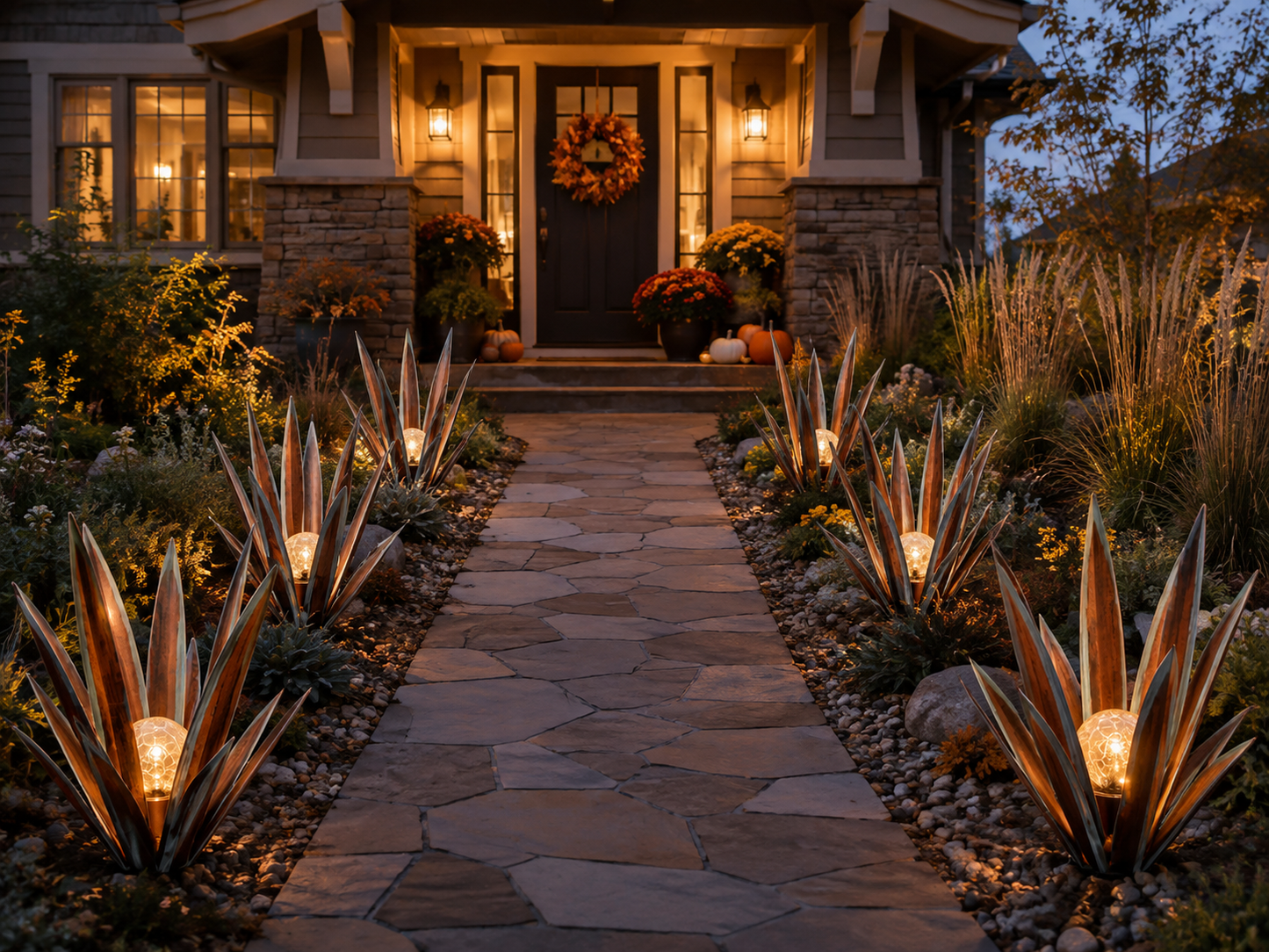 Solar Glowing Agave Garden Sculpture