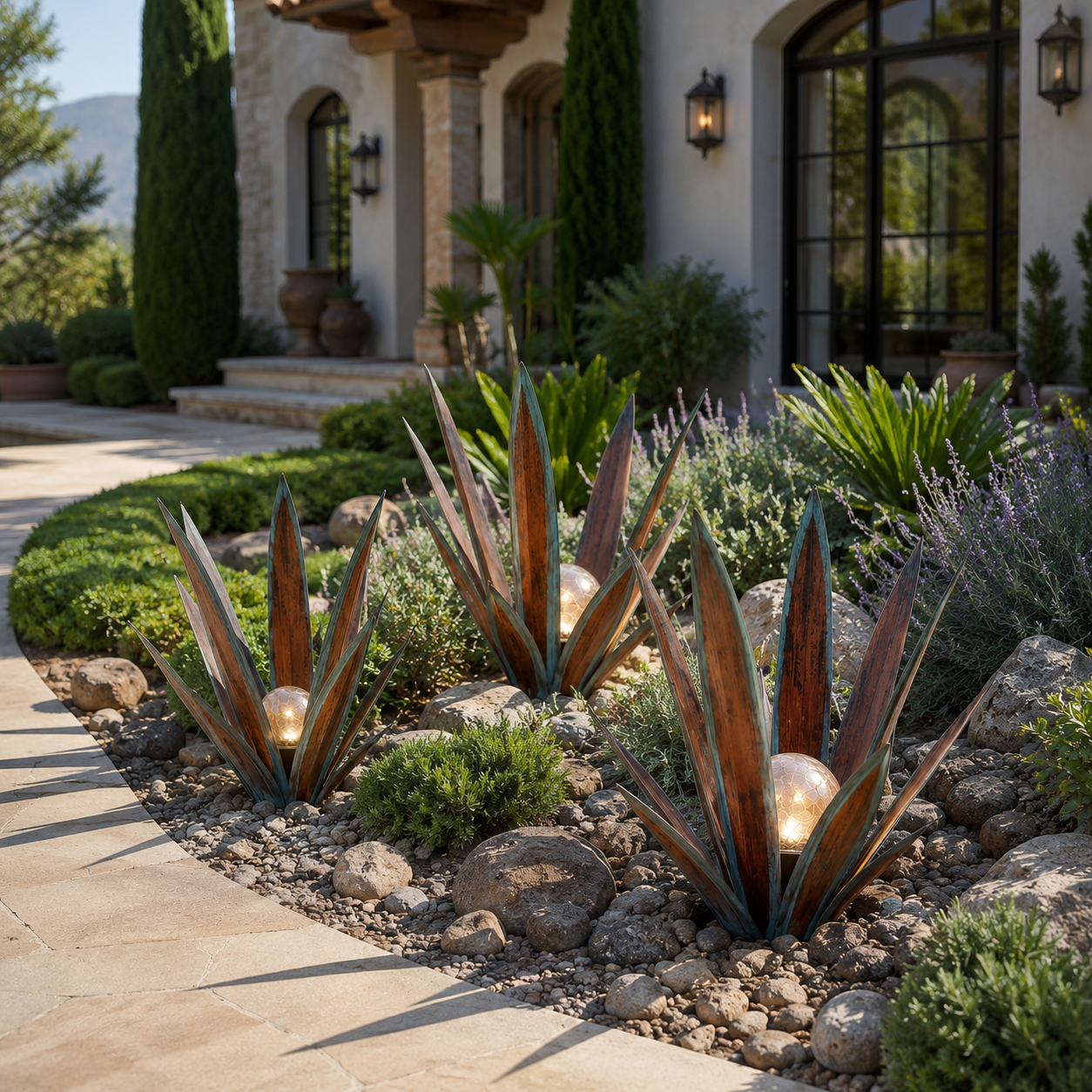 Solar Glowing Agave Garden Sculpture