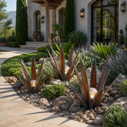 Solar Glowing Agave Garden Sculpture
