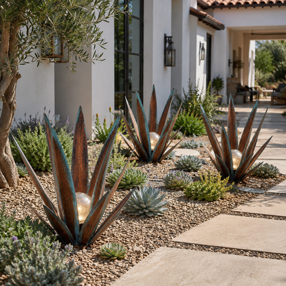 Solar Glowing Agave Garden Sculpture