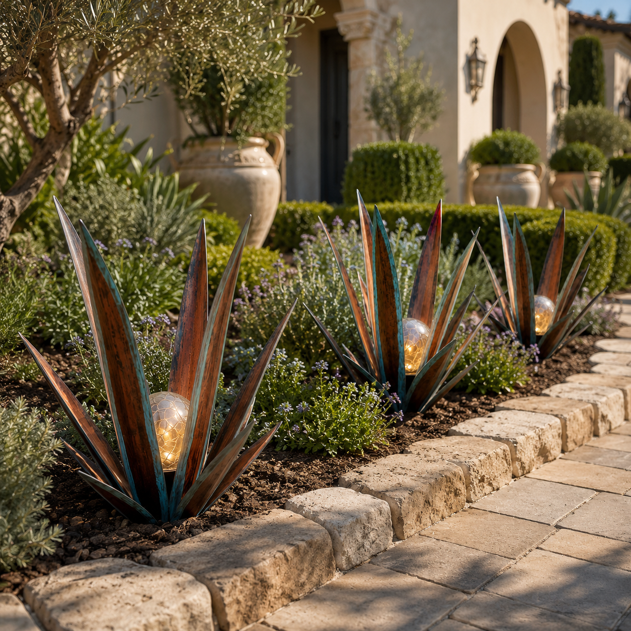 Solar Glowing Agave Garden Sculpture