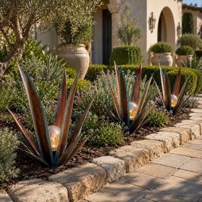 Solar Glowing Agave Garden Sculpture