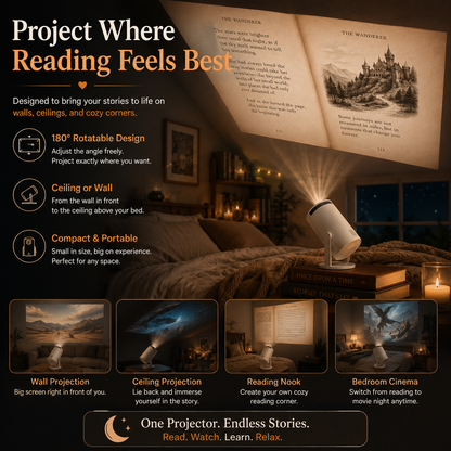 Big Stories📖Bigger Screen📽️2026 Hot Sale Cozy Reading Projector