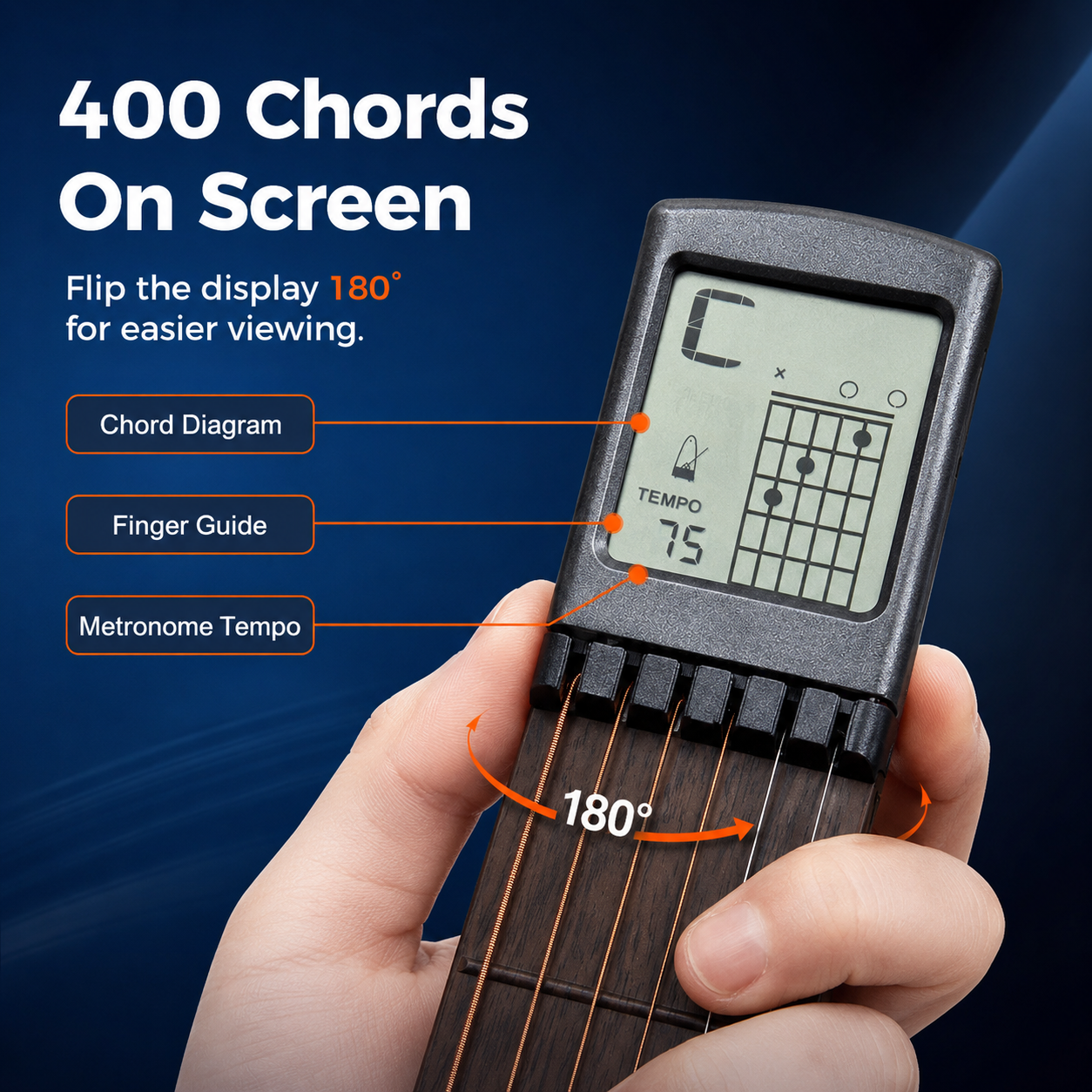 400 chord display with rotating screen