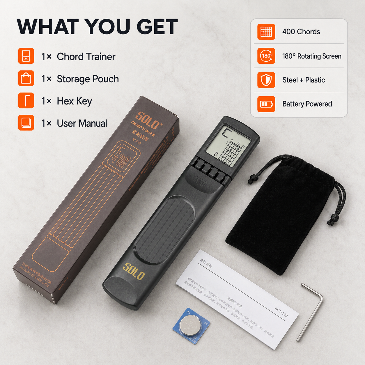 Chord trainer package contents