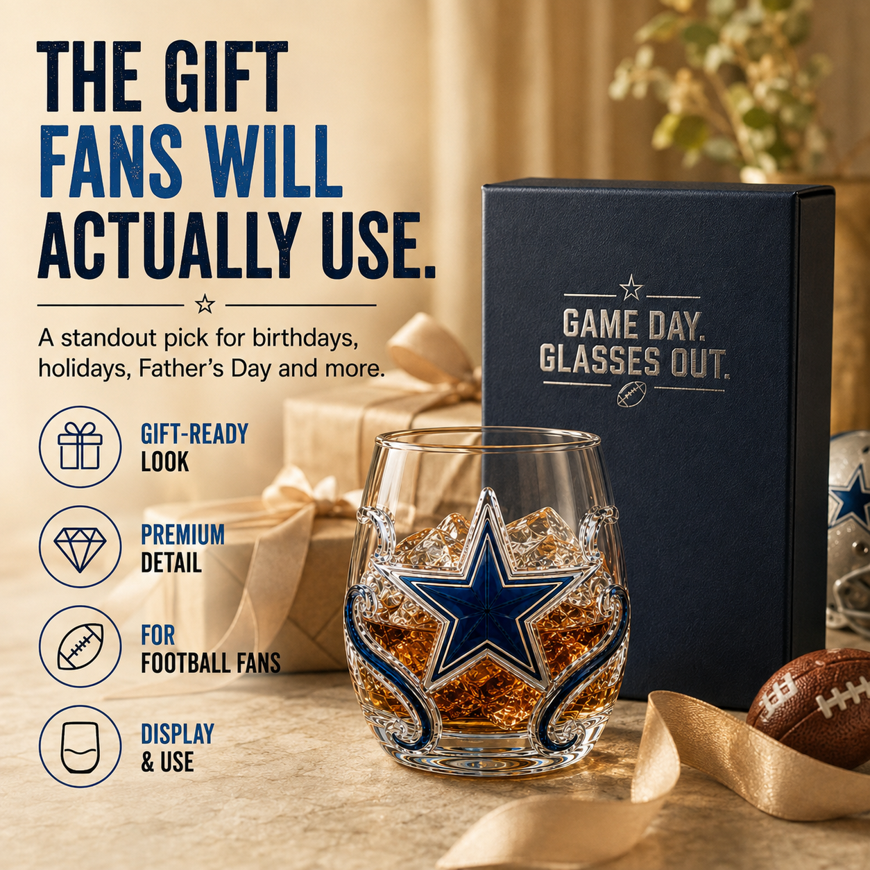 🏈 GAME DAY FAVORITE | Football Drinking Glass – Statement Drinkware for Watch Parties & Victory Toasts