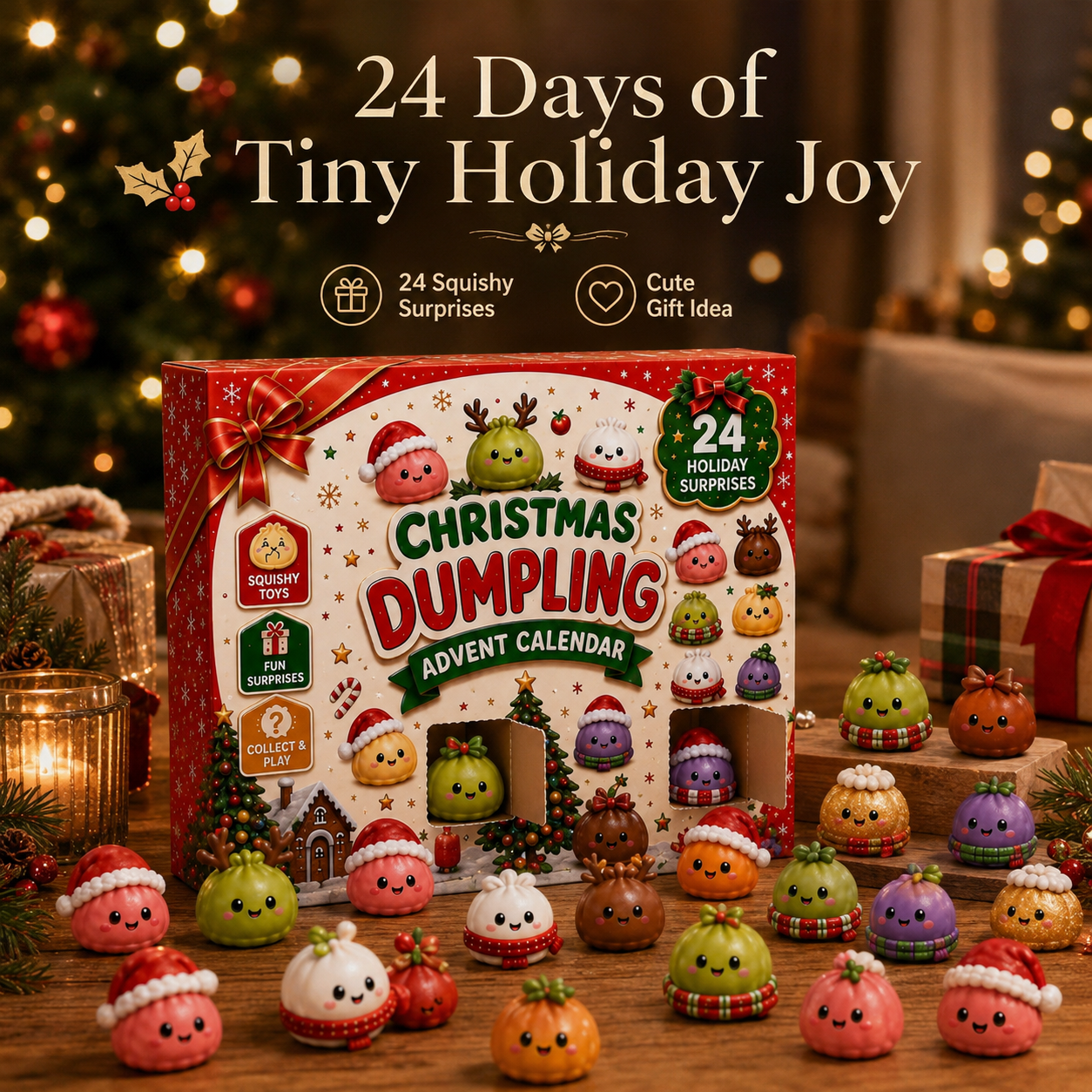 🎅 24 Days of Mini Squishies – Christmas Advent Calendar with Daily Surprises