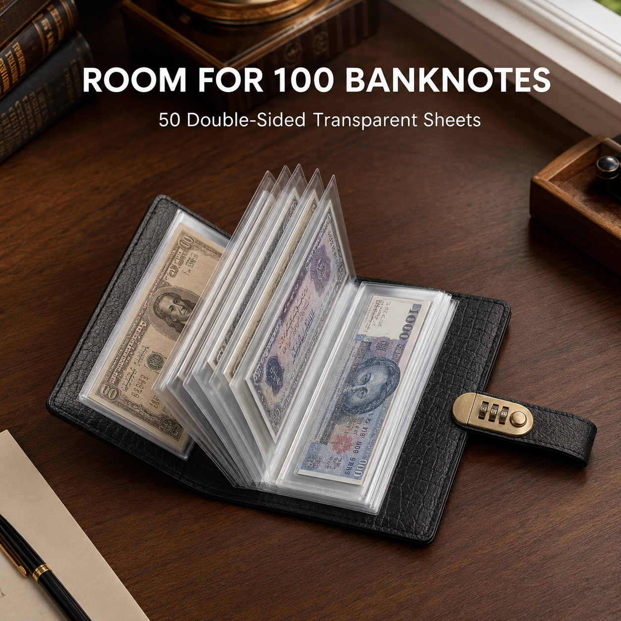 💵100 Transparent Pocket Currency Collectors Album