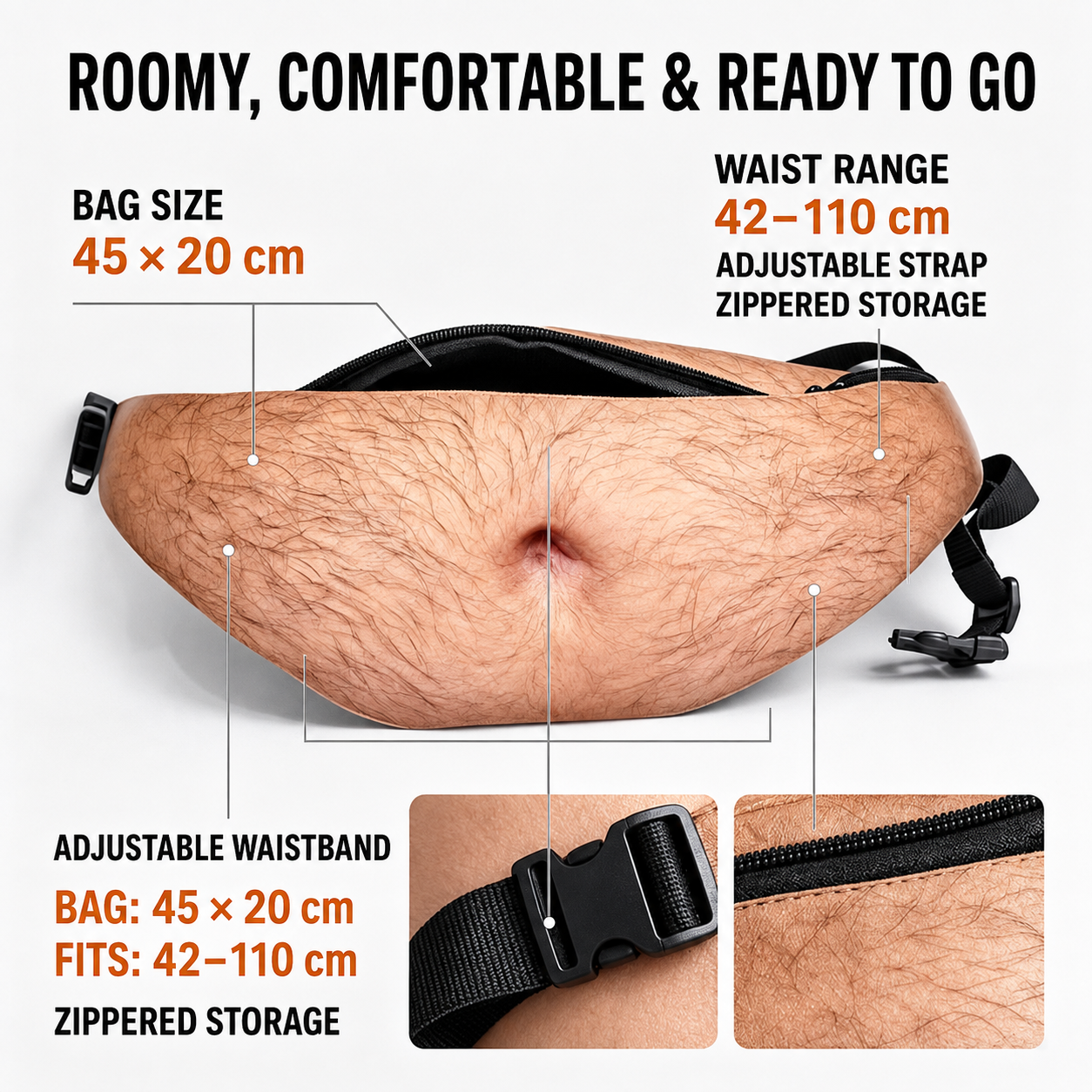 😂 Realistic Beer Belly Fanny Pack – Funny Hidden Waist Bag & Gag Gift
