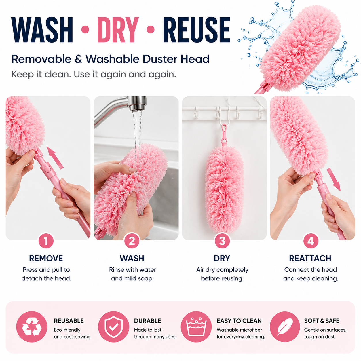 🌞7FT Extendable Microfiber Duster with Washable Flexible Head