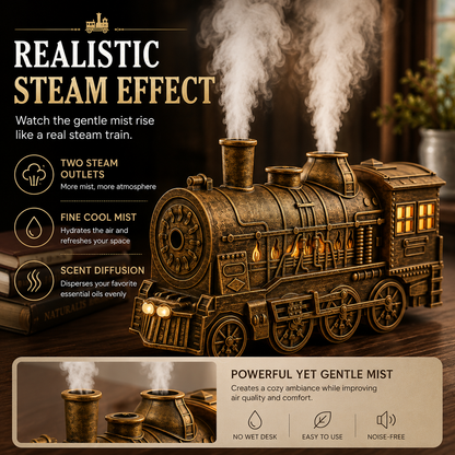 Vintage Steam Train Essential Oil Diffuser With Night Light