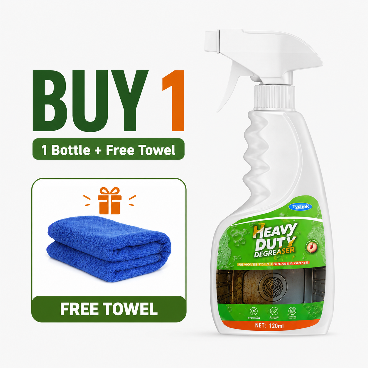 🔥52K+ Sold🧽 Heavy-Duty Kitchen Degreaser Spray + Free Cleaning Towel