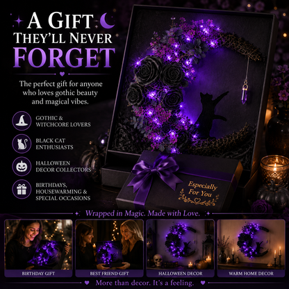Gothic Moon Floral Wall Decor with LED Fairy Lights