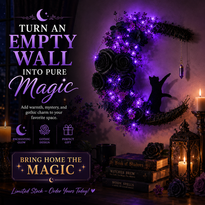 Gothic Moon Floral Wall Decor with LED Fairy Lights
