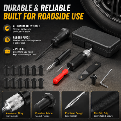 🚗 Mushroom Tire Repair Kit – Compact Roadside Puncture Tool Set
