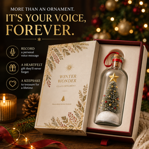 🎁Personalized Voice Recording Christmas Tree Glass Bottle Ornament