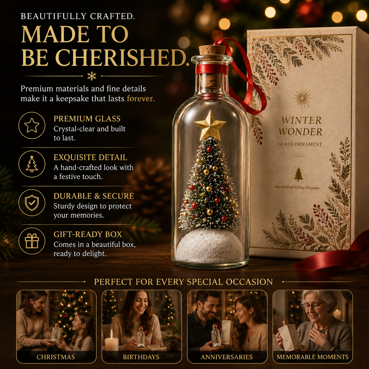 🎁Personalized Voice Recording Christmas Tree Glass Bottle Ornament