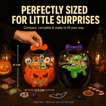 🎃 Halloween Cauldron Treat Bags – Clear Fillable Party Favor Bags