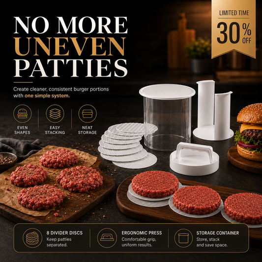 🥩🧊 Stackable Burger Patty Maker & Freezer Storage Container – Shape, Stack & Store Homemade Patties