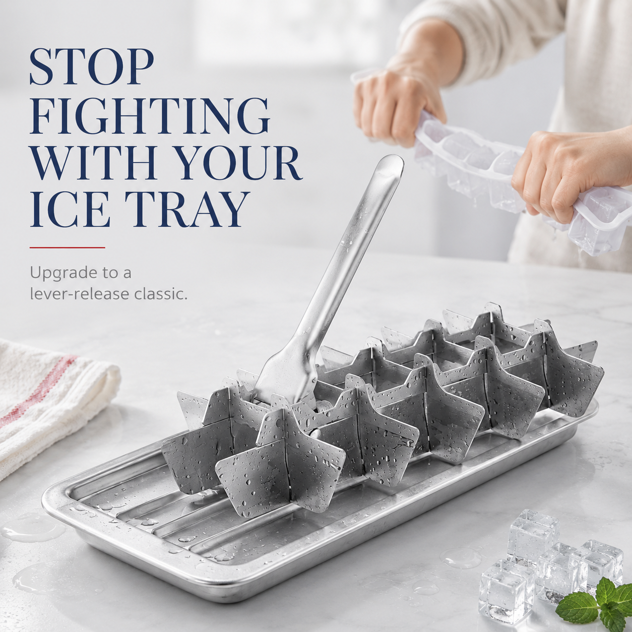 🧊Lever-Release Ice Cube Tray