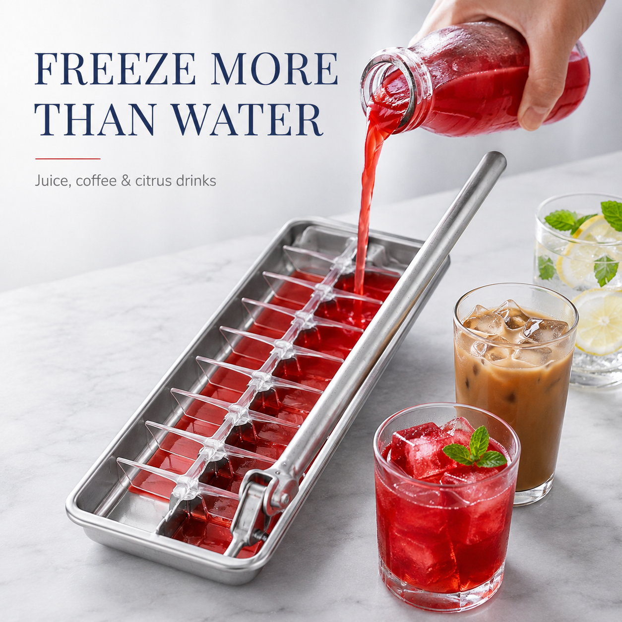 🧊Lever-Release Ice Cube Tray