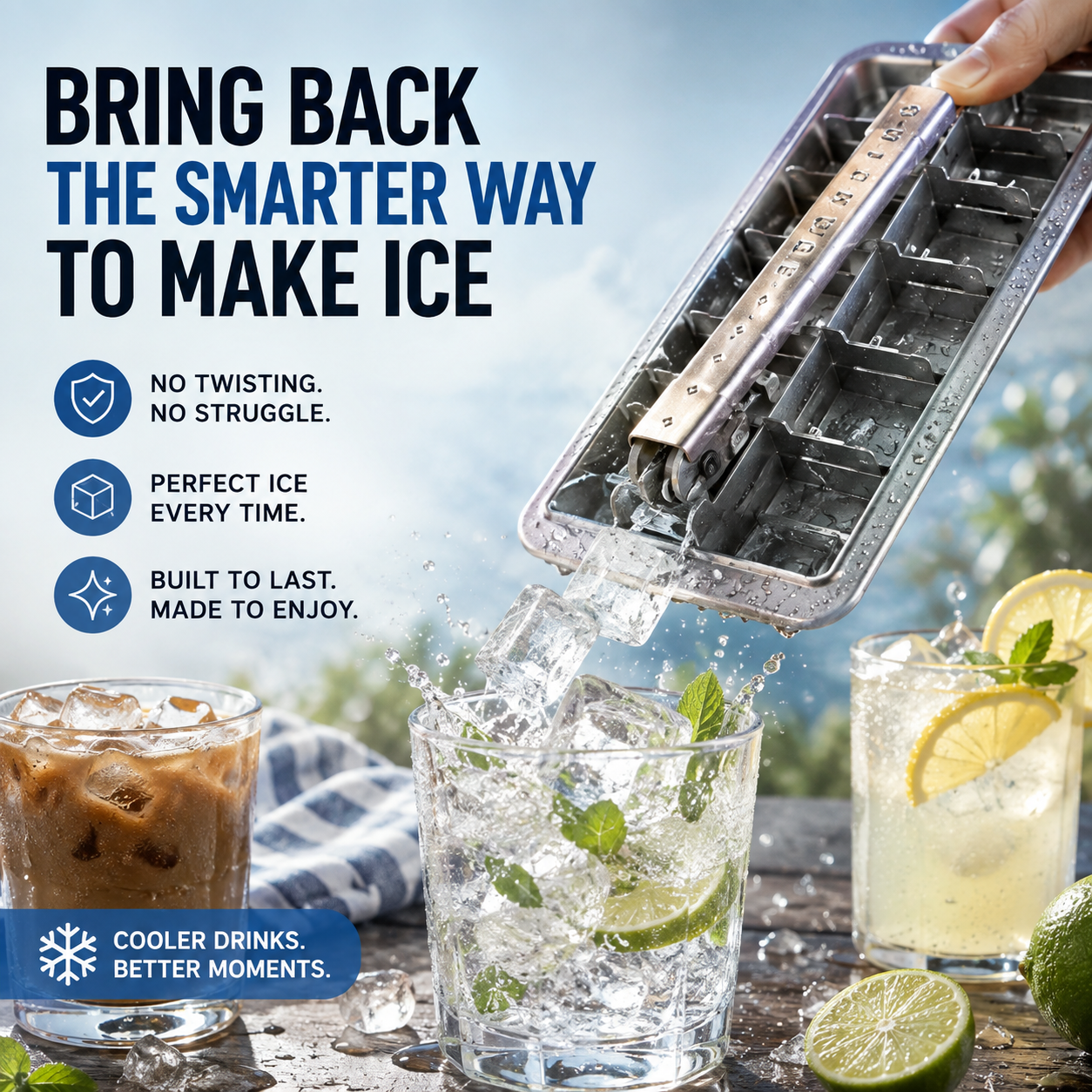 🧊Lever-Release Ice Cube Tray