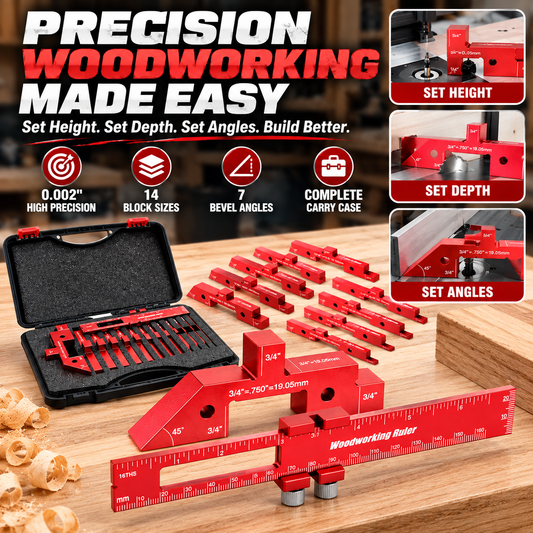 15 Pcs Router Table Setup Blocks Precision Aluminum Height Gauge