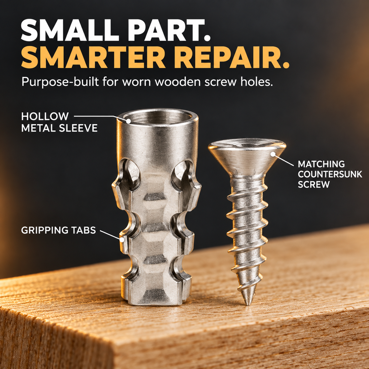 🔩 30-Piece Wood Screw Hole Repair Anchor Kit – Restore Loose Furniture Fixings