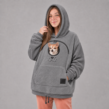🐾 Cozy Fleece Pet Bonding Pouch Hoodie – Warm & Supportive Small Pet Carrier Clothing
