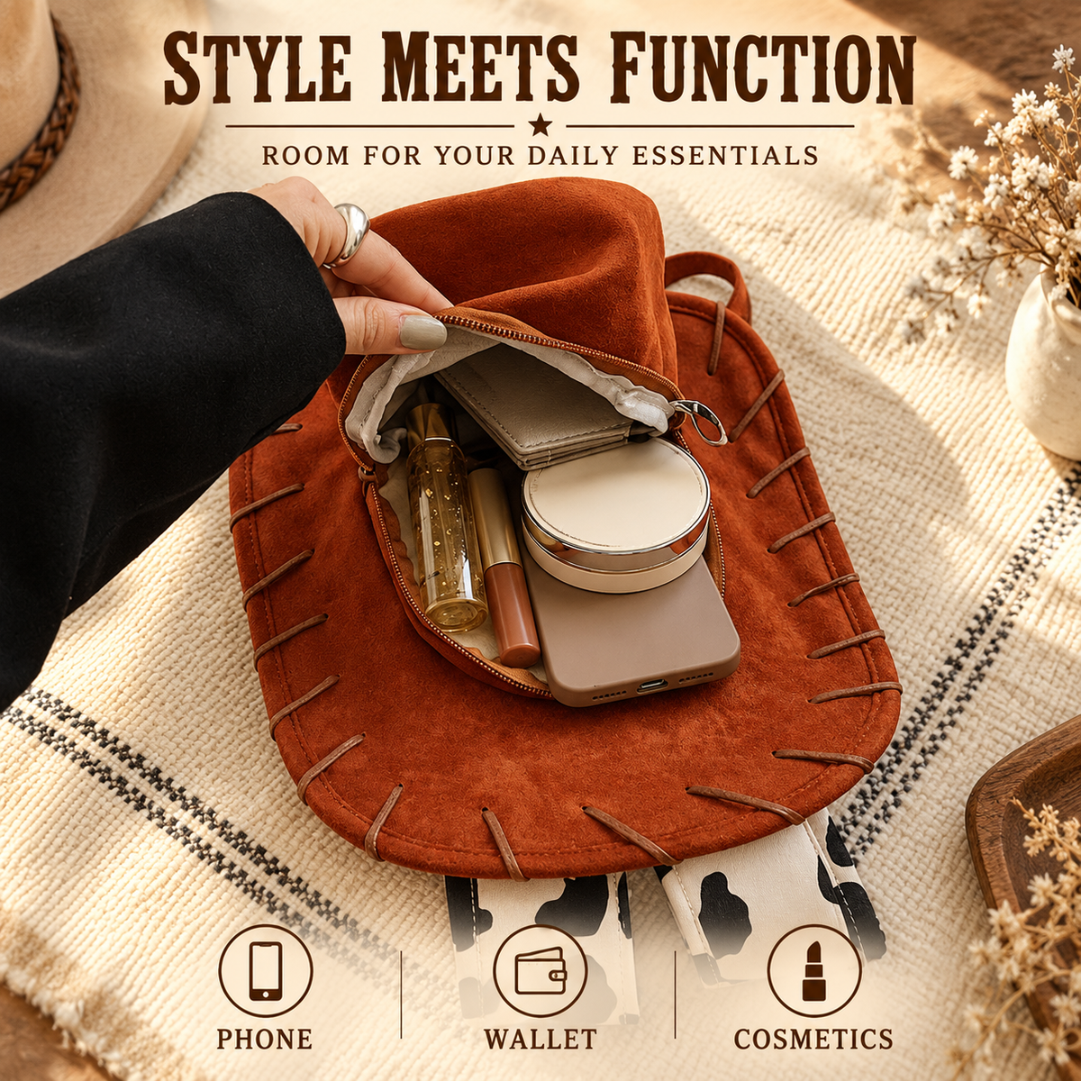 🤠Cowboy Hat Backpack – Western Cowgirl Statement Bag